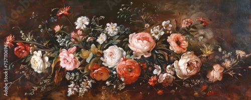 Vintage Charm Flowers Captured in an Old Oil Painting © EMRAN