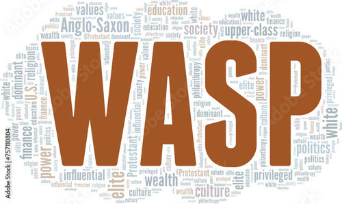 Konstfotografi White Anglo-Saxon Protestant WASP word cloud conceptual design isolated on white background