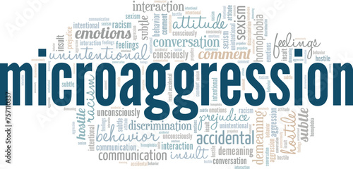 Micro Aggression word cloud conceptual design isolated on white background.