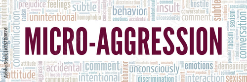 Micro Aggression word cloud conceptual design isolated on white background.