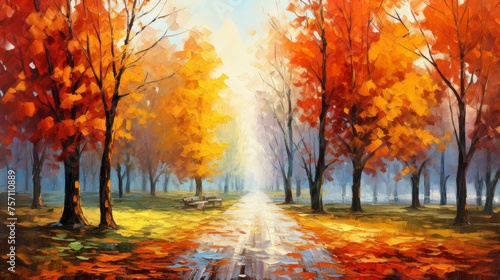 painting Alley in the autumn park