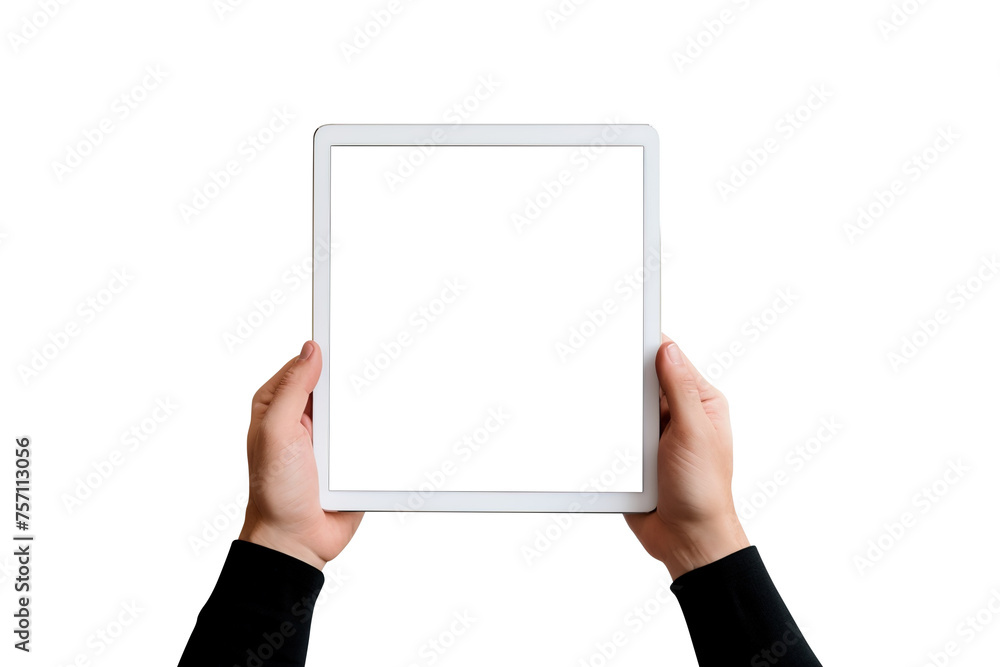 Hand holding tablet isolated on transparent background Remove png, Clipping Path, pen tool Hand holding tablet isolated on transparent background Remove png, Clipping Path, pen tool