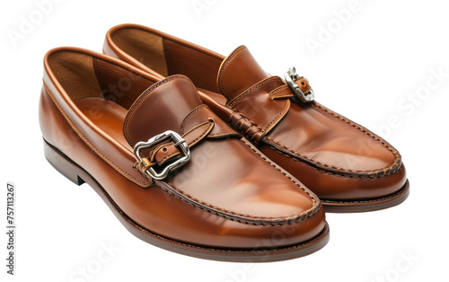 Stylish brown loafer boots, Horse-bit buckle loafers-brown isolated on Transparent background.