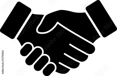 The icon of two hands in the form of a handshake as a concept of friendship, support and trust or business partnership