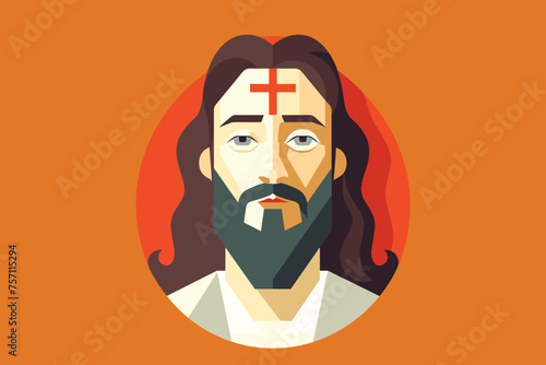 Jesus Christ, the Son of God , Messiah symbol of Christianity vector illustration