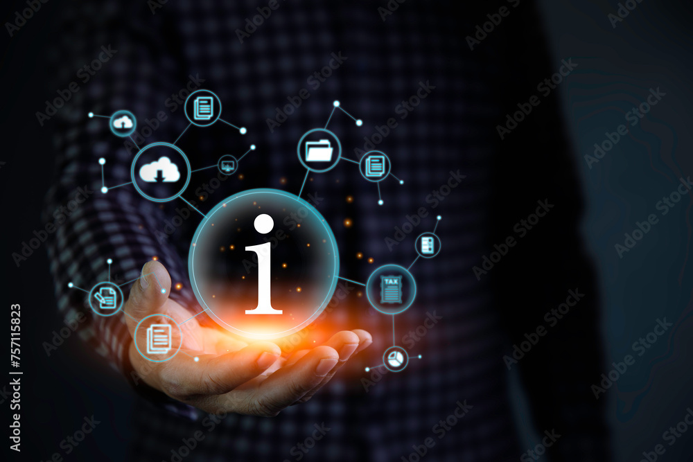 Fototapeta premium Information Technology Networks Internet Connecting Wireless Devices around the world. Information Technology is Essential to Businesses in the Digital world with and Icons Connected to each other.