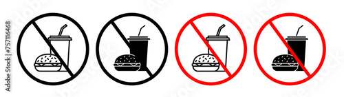 No Food Allowed Sign Line Icon. Eating Ban icon in outline and solid flat style.
