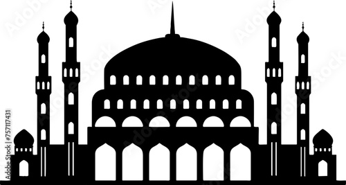 Islamic Mosque black vector silhouette