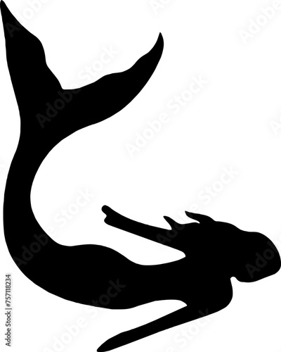 Mermaid black vector silhouette