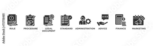 Guideline banner web icon vector illustration concept with icon of rule, procedure, legal document, standard, administration, advice, finance, marketing	