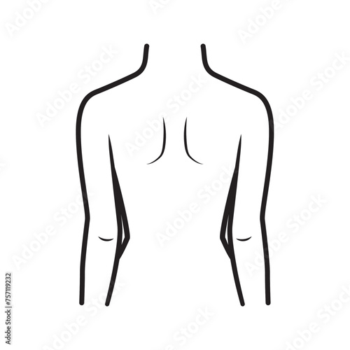 Line art woman in trendy hand-drawn abstract minimalistic style. Vector illustration of female body posing, Black isolate on a white background, Logo For Gym, Spa, Salon, Yoga Startups photo