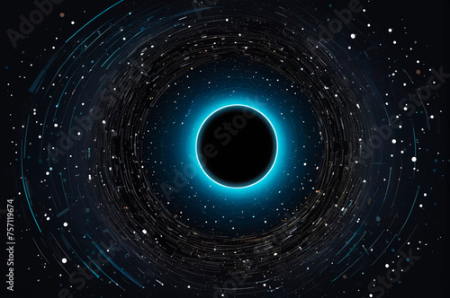 Black hole in the world of digital computers, vector style. Generative AI