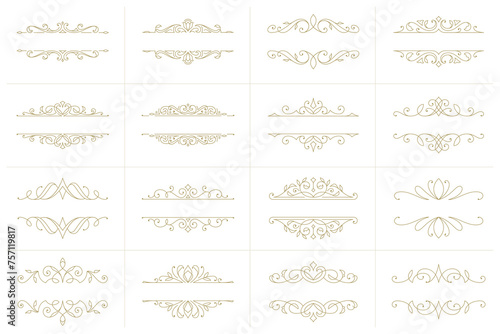 Vintage ornament swirl text dividers filigree calligraphic vector set