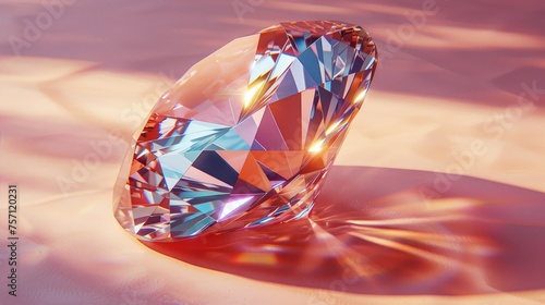 a close up of a large diamond on a table with a light reflecting off of the top of the diamond.