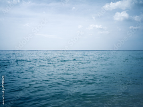 Blue ocean on sunny day  sea with sky  Ripple wave and calm sea with sunlight