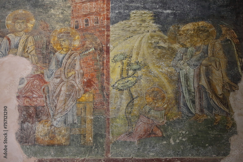 Frescoes depicting scenes from the Bible, bema or chancel area of Saint Sophia -Crkva Sveta Sofija- church. Ohrid-North Macedonia-311
