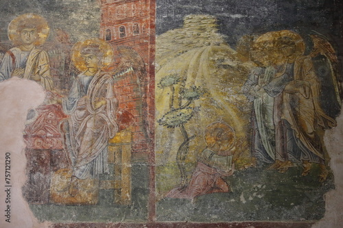 Frescoes depicting scenes from the Bible, bema or chancel area of Saint Sophia -Crkva Sveta Sofija- church. Ohrid-North Macedonia-311