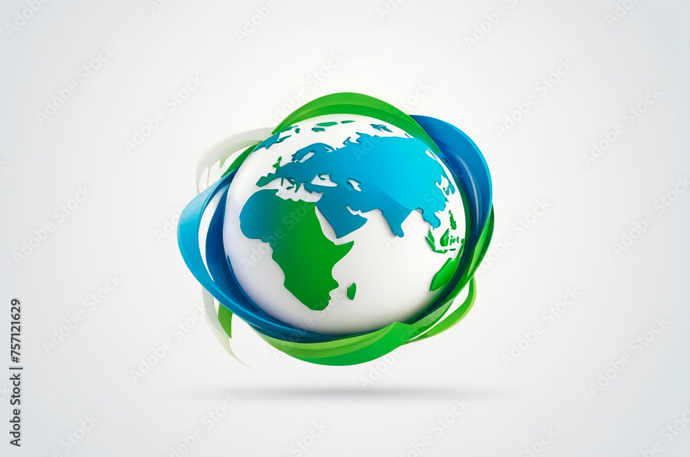 logo of planet Earth, green and blue, clean environment, white background. Generative AI logo of planet Earth, green and blue, clean environment, white background. Generative AI