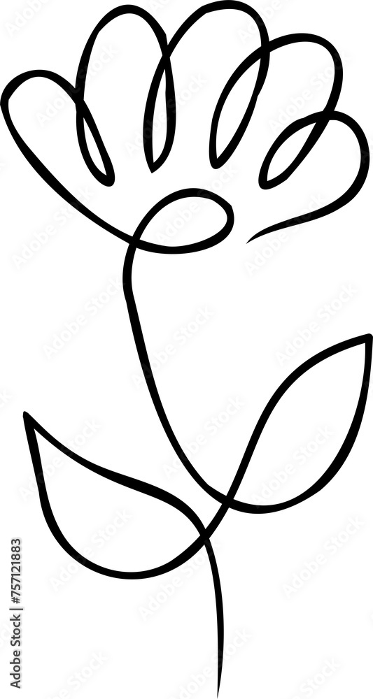 Continuous line drawing. Line art floral concept design. Flower drawing with single continuous line. Flower silhouette contour drawing with black thin line transparent background. Continuous line drawing. Line art floral concept design. Flower drawing with single continuous line. Flower silhouette contour drawing with black thin line transparent background.