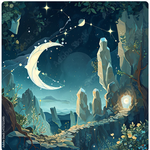 midnight magical moonlight lunar constellation astronomy moon fantasy halloween star valley fog full du