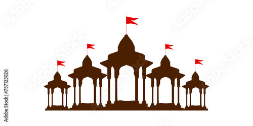 Temple silhouette illustration on transparent background