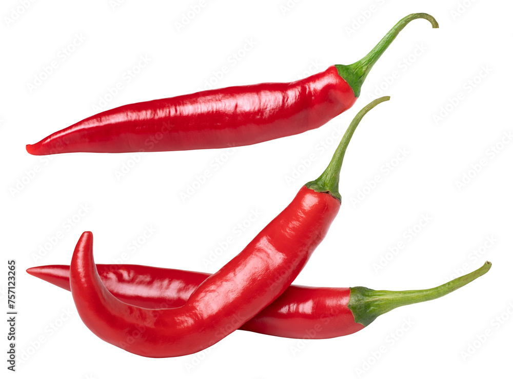 fresh red chili is isolated, transparent PNG, PNG format, cut out.