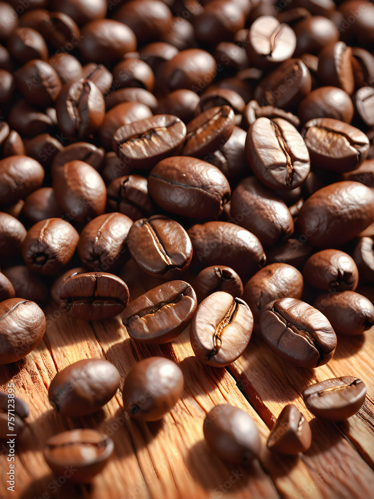 Rich Coffee Beans: A Close-Up Look. generative AI Rich Coffee Beans: A Close-Up Look. generative AI