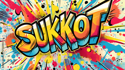 Sukkot, "SUKKOT" in text word t-shirt design. Generative Ai