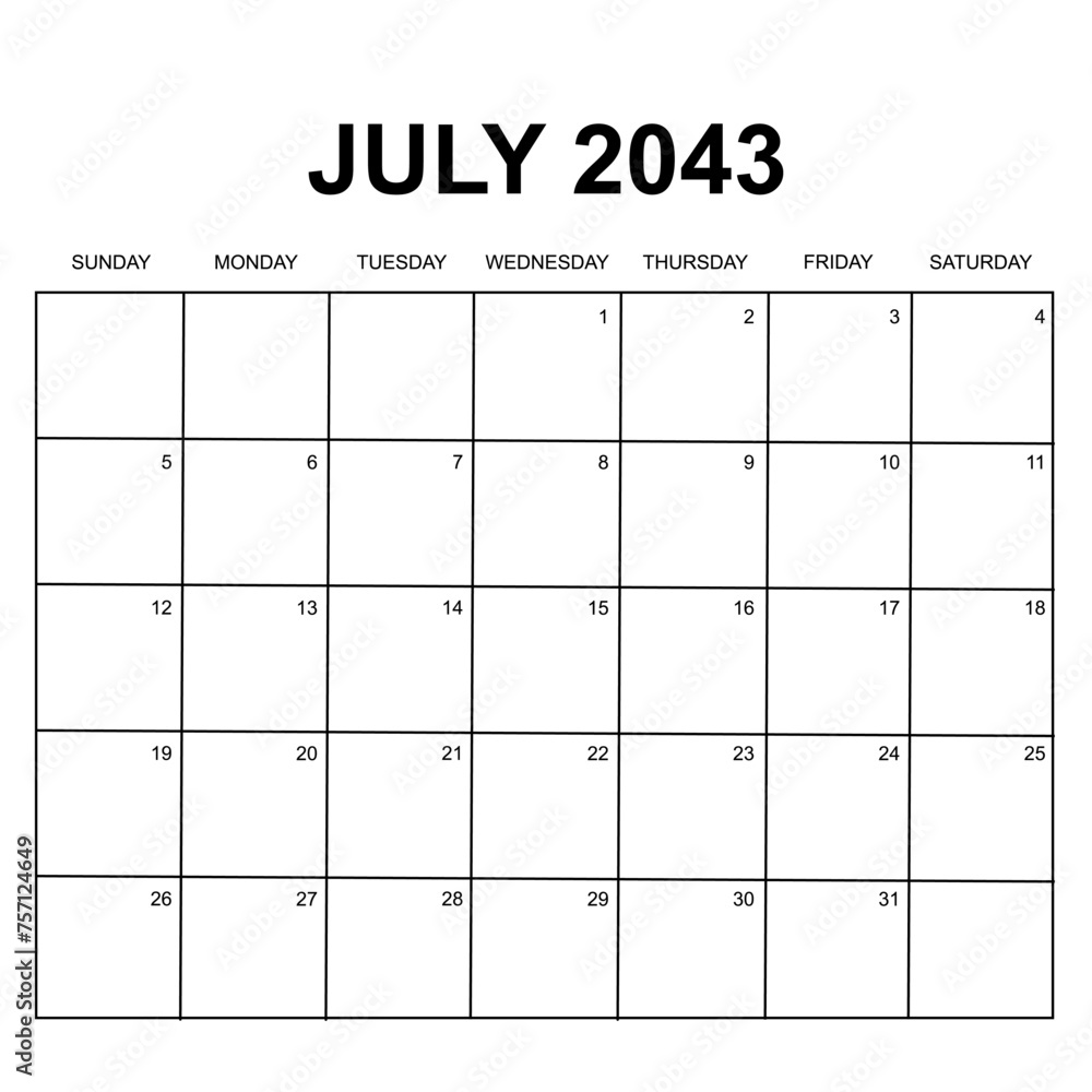 july 2034. monthly calendar design. week starts on sunday. printable ...