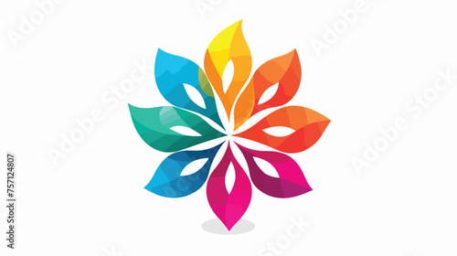 Logo with a series of leaves forming a colorful flowers