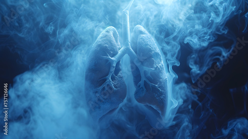 cigarette smoke causing damage to lungs.