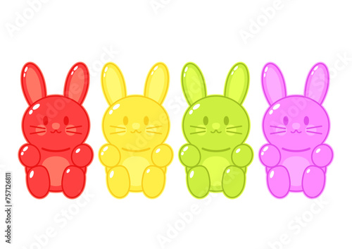 Gummy rabbit jelly candy vector. Rabbit jelly vector.