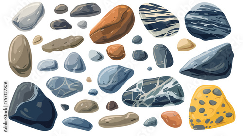 Vector sea pebbles. Hand drawn for travel design.