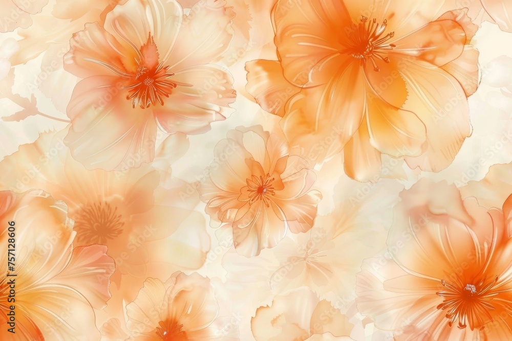 柔らかいオレンジのパレットで花をフィーチャーしたエレガントな背景