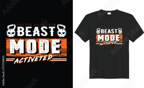 Gym t shirt, Fitness t shirt design. Gym motivational quote with grunge effect and barbell. Hand drawn vector fitness design for gym, workout, textile, poster, t-shirt,cover, banner,tee global swatche