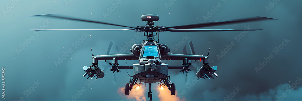 apache Helicopter with light blue background