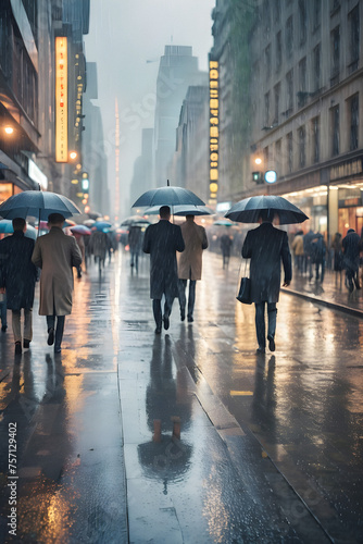 Urban Symphony  Raindrops and City Lights Paint a Moody Scene. generative AI