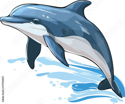 Cartoon dolphin on a white background. Vector illustration of a dolphin.