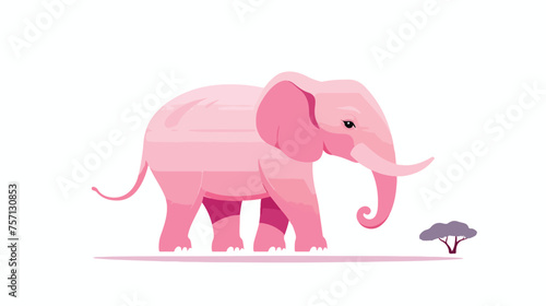 Pink elephant flat vector isolated on white background