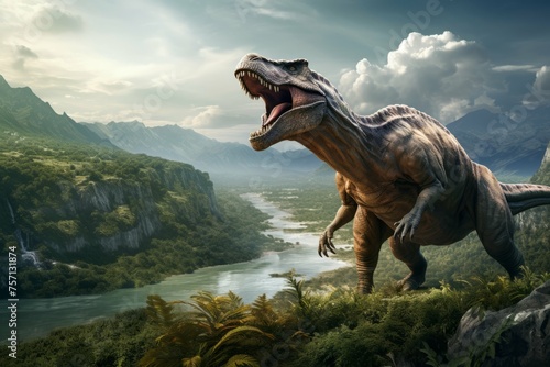 Majestic T-Rex overlooking prehistoric landscape © Michael Böhm