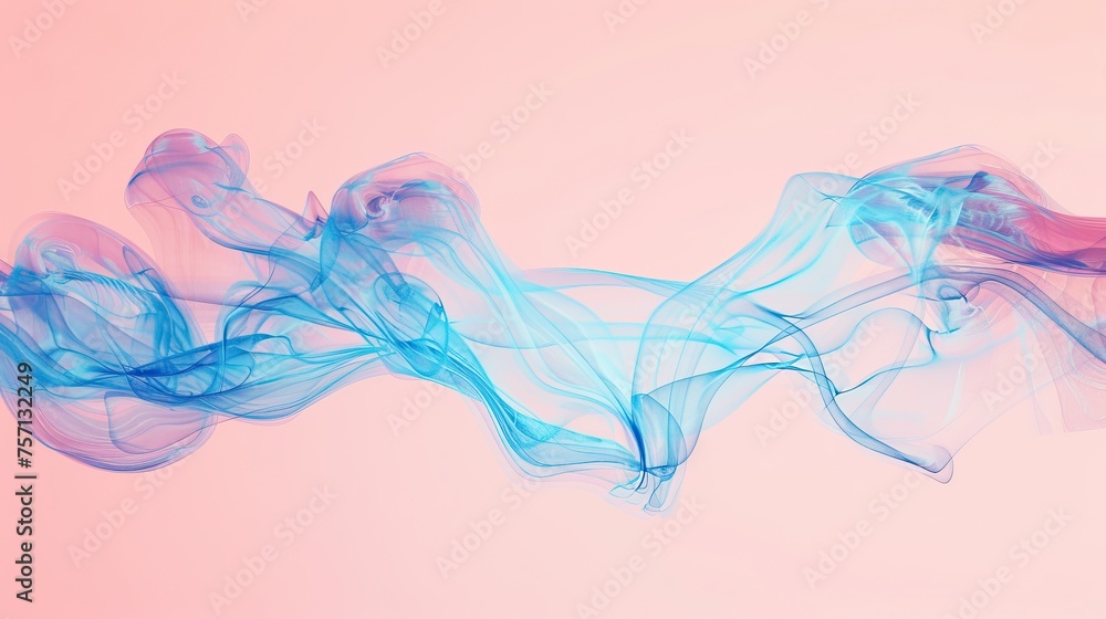 Wisps of blue smoke against a soft pink gradient background, capturing a fluid, ethereal feel Wisps of blue smoke against a soft pink gradient background, capturing a fluid, ethereal feel