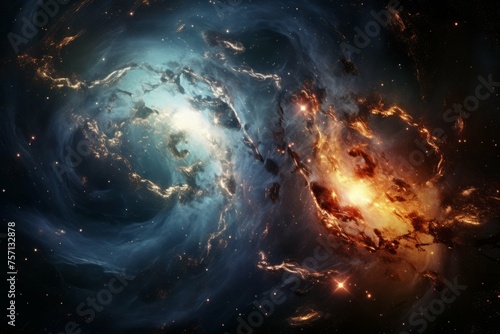 Galactic collision with intertwining spiral arms