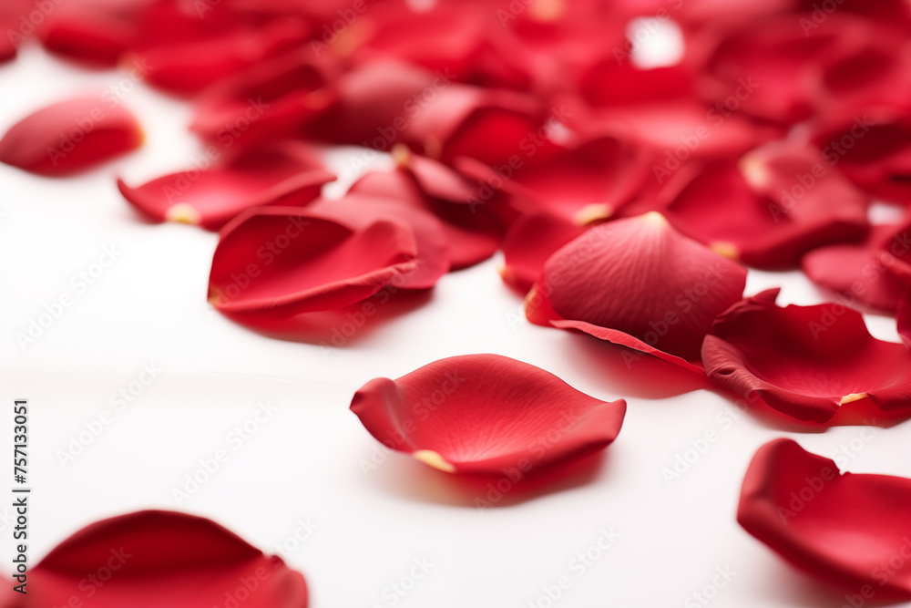 Close-Up of Rose Petals on a White Background, Fading into Perspective, Providing Space for Text Overlay, Ideal for Romantic Greetings, Wedding Invitations, or Floral-themed Designs Close-Up of Rose Petals on a White Background, Fading into Perspective, Providing Space for Text Overlay, Ideal for Romantic Greetings, Wedding Invitations, or Floral-themed Designs