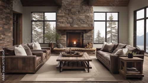 Design a rustic-inspired living room © Aeman