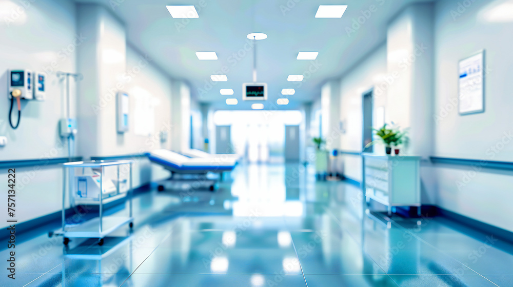 Blurred hospital corridor, emphasizing the fast-paced environment and the focus on healthcare and treatment Blurred hospital corridor, emphasizing the fast-paced environment and the focus on healthcare and treatment
