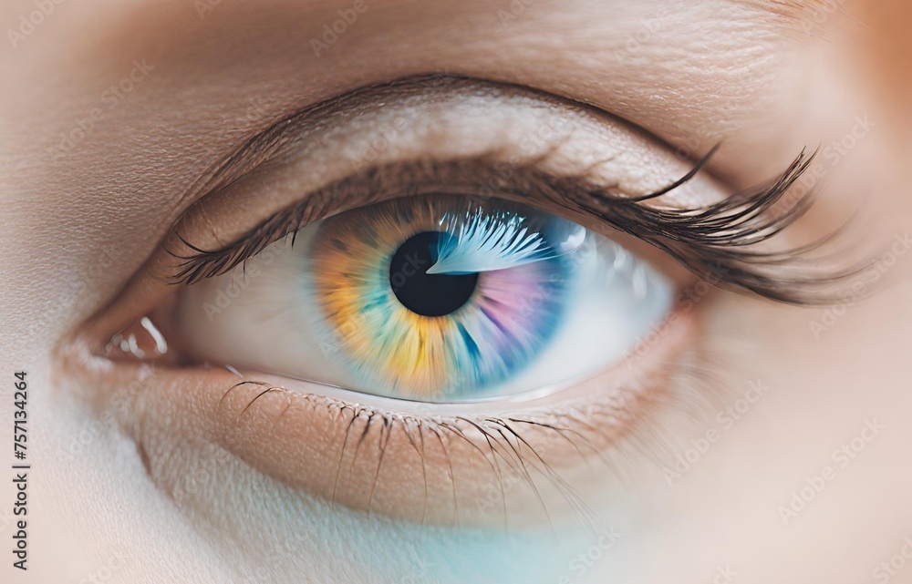 Fototapeta premium eye of a beautiful young woman, colored iris,macro