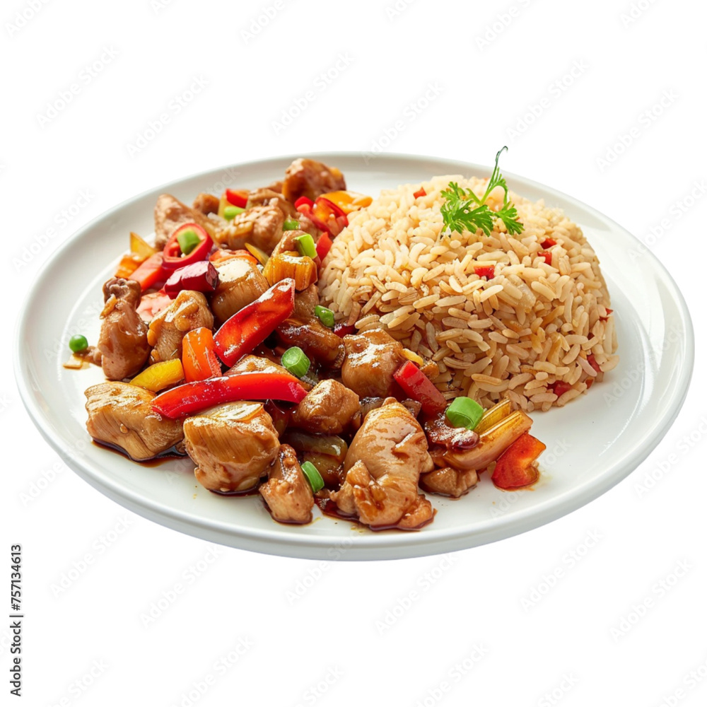 Rice with chicken on transparent background Rice with chicken on transparent background