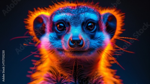 a close up of a small animal with bright lights on it's face and back of it's head.