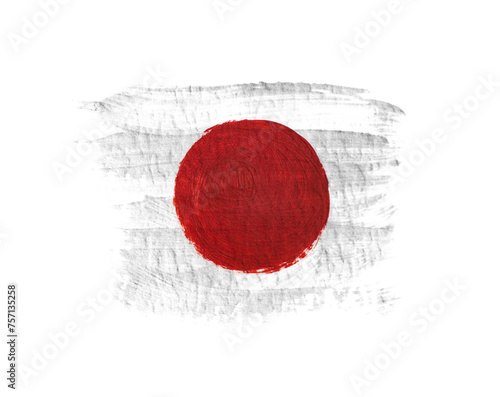 Japanese flag painted with brush on white background