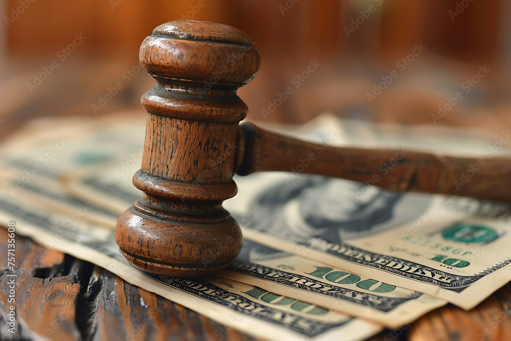 A wooden judge gavel and soundboard A wooden judge gavel and soundboard